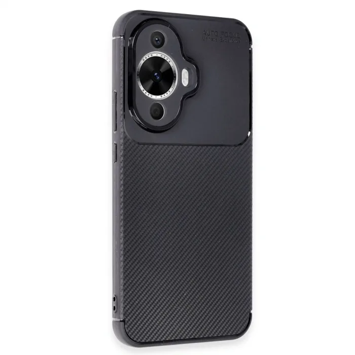Huawei Nova 12s Kılıf Auto Focus Karbon Kapak - Siyah