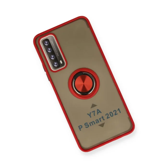 Huawei P Smart 2021 Kılıf Montreal Yüzüklü Silikon Kapak - Kırmızı