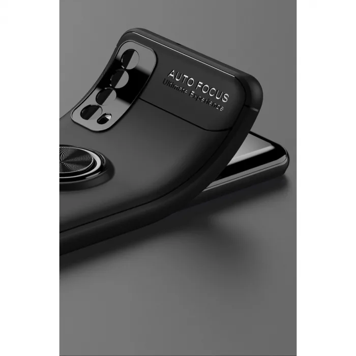 Huawei P Smart 2021 Kılıf Range Yüzüklü Silikon - Siyah-gold