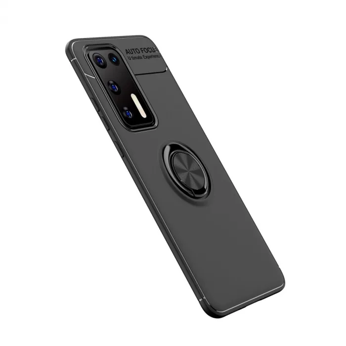 Huawei P40 Kılıf Range Yüzüklü Silikon - Siyah
