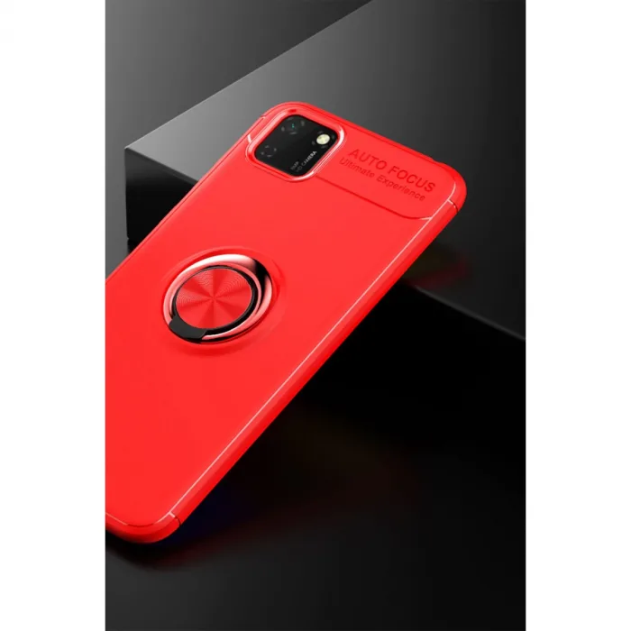 Huawei Y5p Kılıf Range Yüzüklü Silikon - Kırmızı