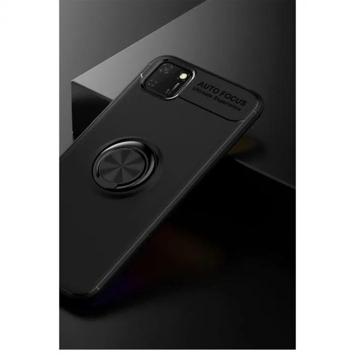 Huawei Y5p Kılıf Range Yüzüklü Silikon - Siyah