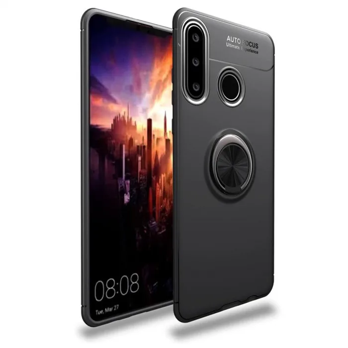 Huawei Y6p Kılıf Range Yüzüklü Silikon - Siyah