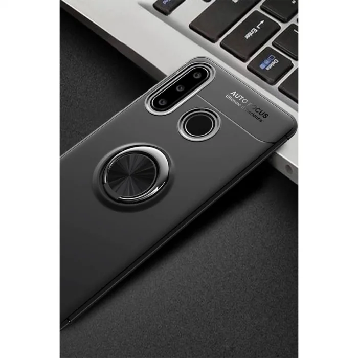 Huawei Y6p Kılıf Range Yüzüklü Silikon - Siyah