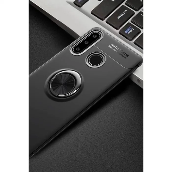 Huawei Y6p Kılıf Range Yüzüklü Silikon - Siyah