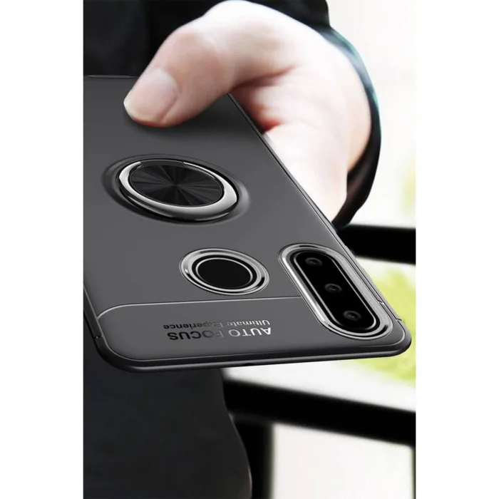 Huawei Y6p Kılıf Range Yüzüklü Silikon - Siyah