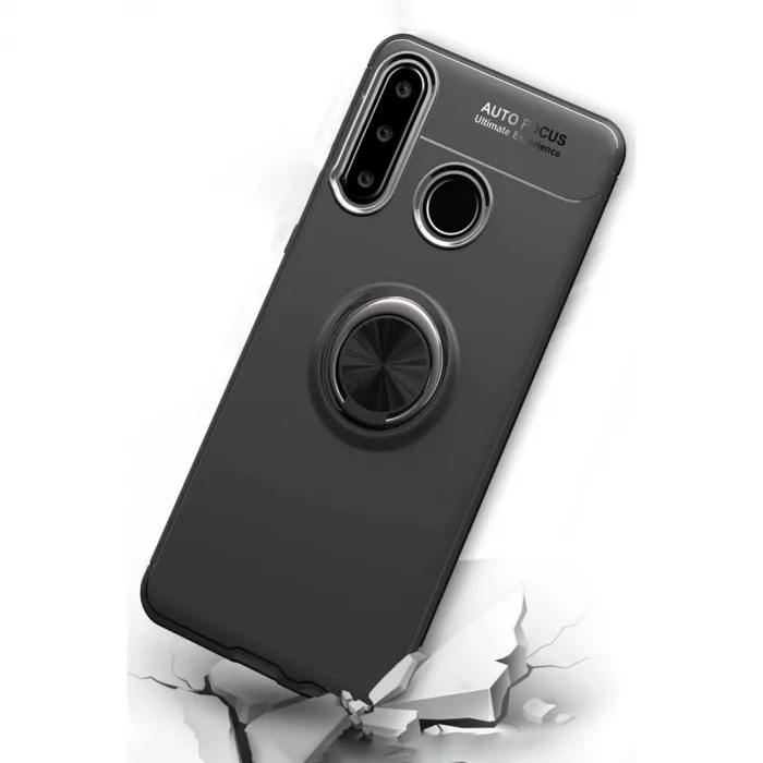 Huawei Y6p Kılıf Range Yüzüklü Silikon - Siyah