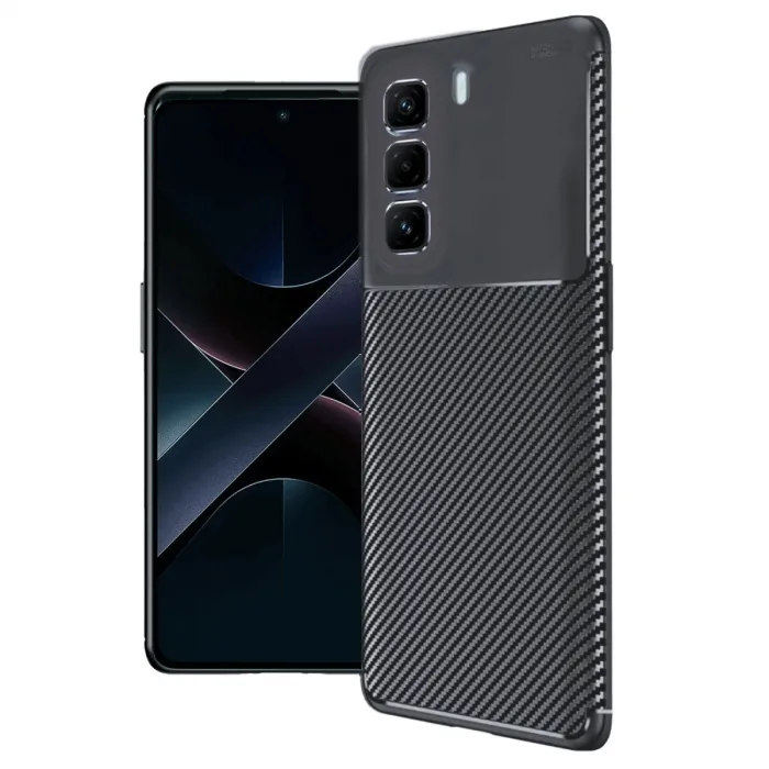 İnfinix Hot 50 4g Kılıf Auto Focus Karbon Kapak - Siyah