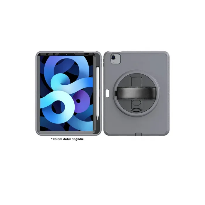 İpad 2022 10.9 (10.nesil) Kılıf Hand Strap Tablet Kılıfı - Gri