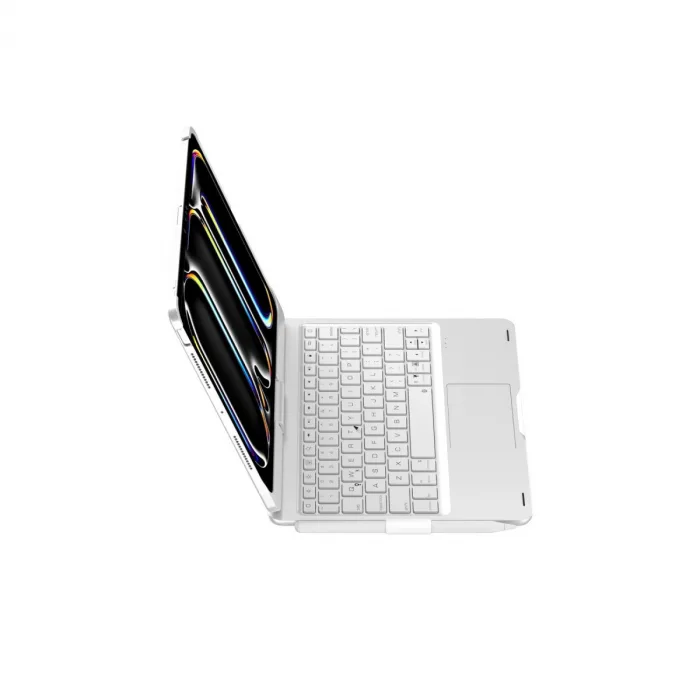 İpad Pro 11 (2024) F11 Ats Kılıf Magic Dönen Klavyeli Tablet Kılıf - Gümüş