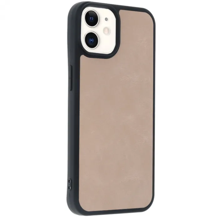İphone 11 Kılıf Aras Deri Kapak - Pudra