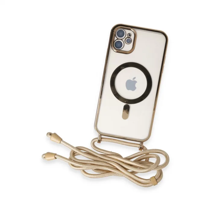 İphone 11 Kılıf Divo Lazer Askılı Magsafe Kapak - Gold
