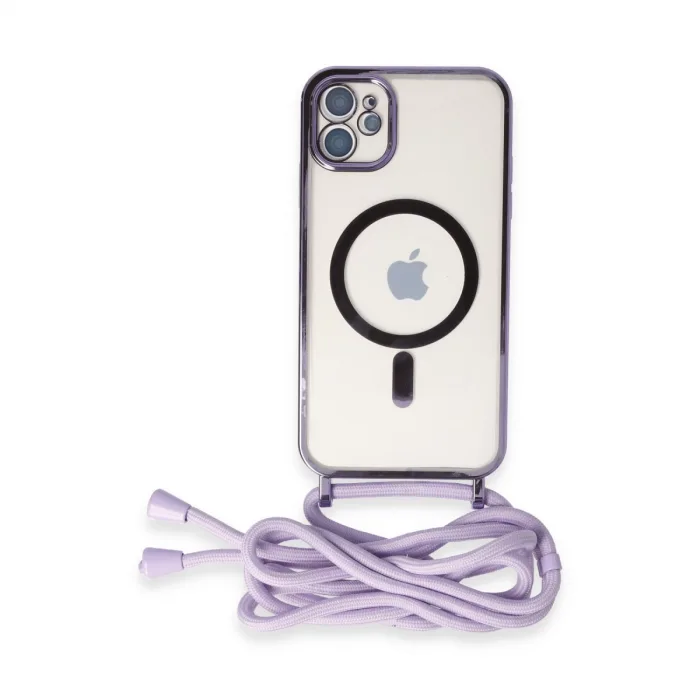 İphone 11 Kılıf Divo Lazer Askılı Magsafe Kapak - Lila