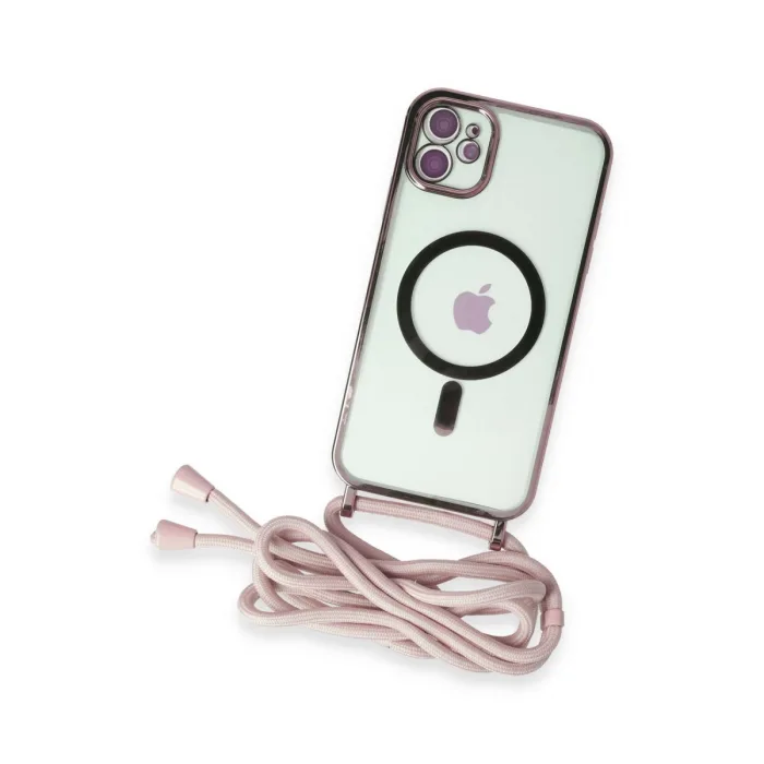 İphone 11 Kılıf Divo Lazer Askılı Magsafe Kapak - Pembe