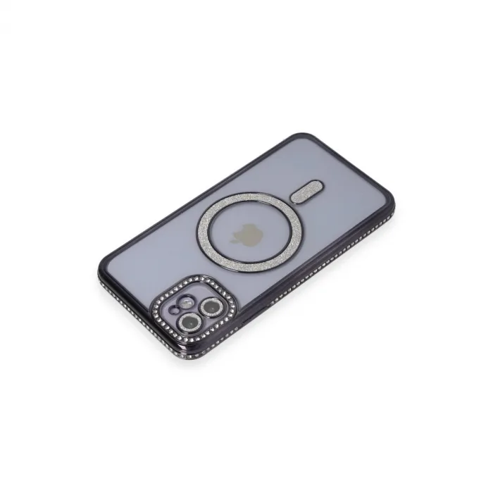 İphone 11 Kılıf Joke Simli Magneticsafe Kılıf - Siyah