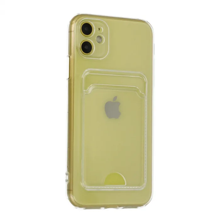 iPhone 11 Kılıf Kart Şeffaf Silikon - Şeffaf