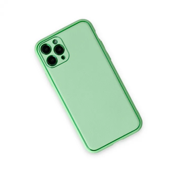 İphone 11 Pro Kılıf Coco Deri Silikon Kapak - Açık Yeşil
