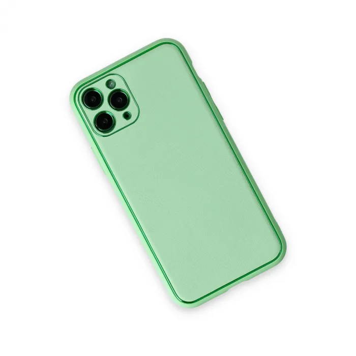 İphone 11 Pro Kılıf Coco Deri Silikon Kapak - Açık Yeşil