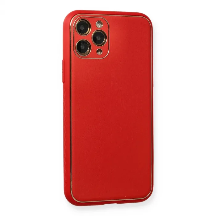 İphone 11 Pro Kılıf Coco Deri Silikon Kapak - Kırmızı