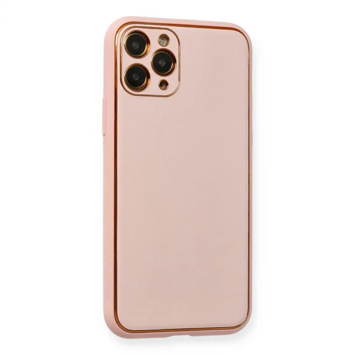 İphone 11 Pro Kılıf Coco Deri Silikon Kapak - Pembe