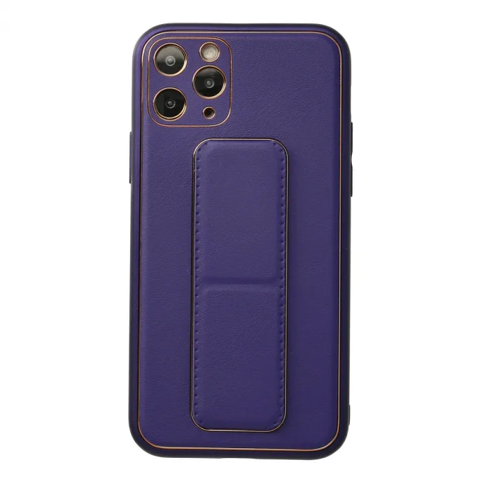 iPhone 11 Pro Kılıf Coco Deri Standlı Kapak - Mor