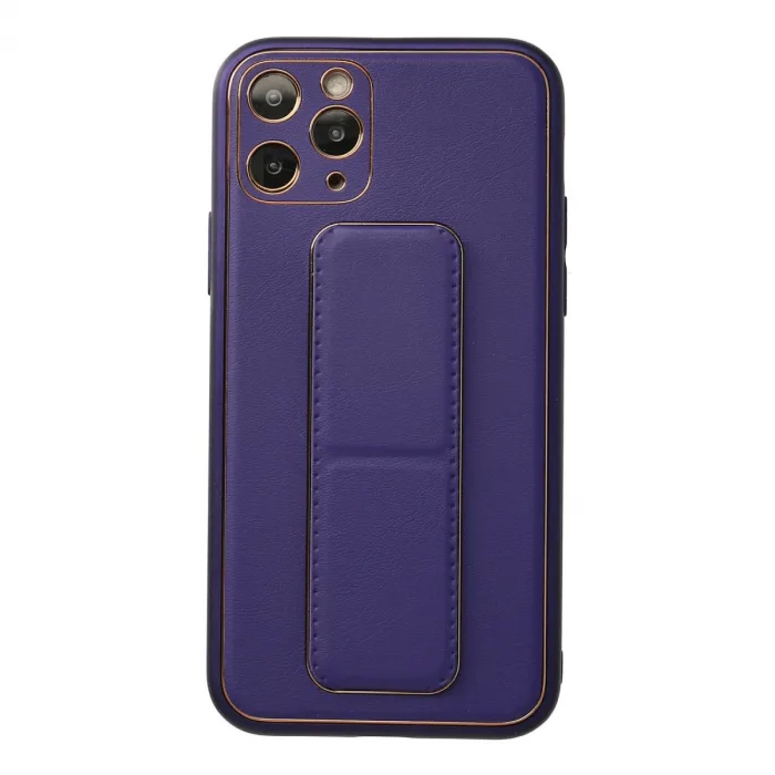 İphone 11 Pro Kılıf Coco Deri Standlı Kapak - Mor