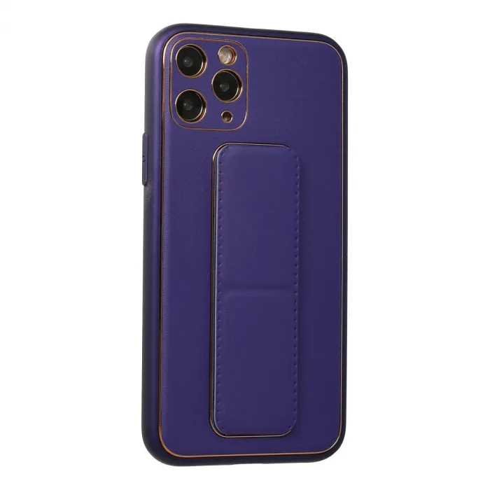 iPhone 11 Pro Kılıf Coco Deri Standlı Kapak - Mor
