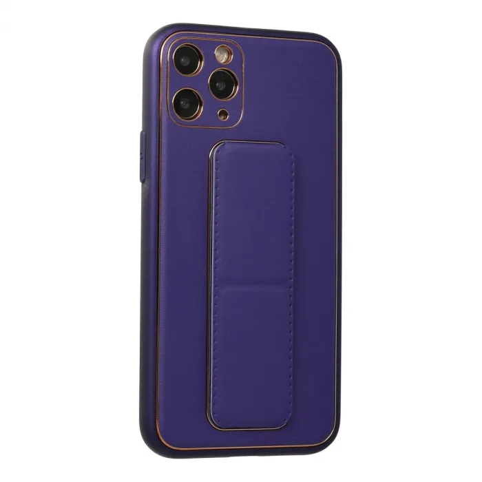 İphone 11 Pro Kılıf Coco Deri Standlı Kapak - Mor