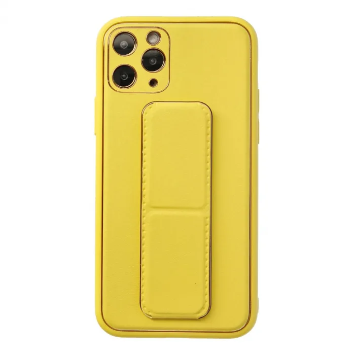 iPhone 11 Pro Kılıf Coco Deri Standlı Kapak - Sarı