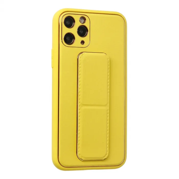 iPhone 11 Pro Kılıf Coco Deri Standlı Kapak - Sarı