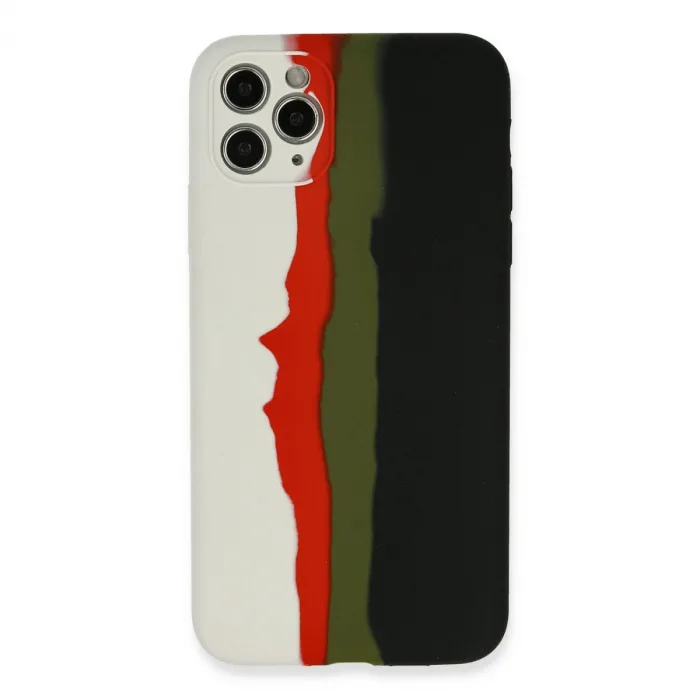 İphone 11 Pro Kılıf Ebruli Lansman Silikon - Beyaz-siyah