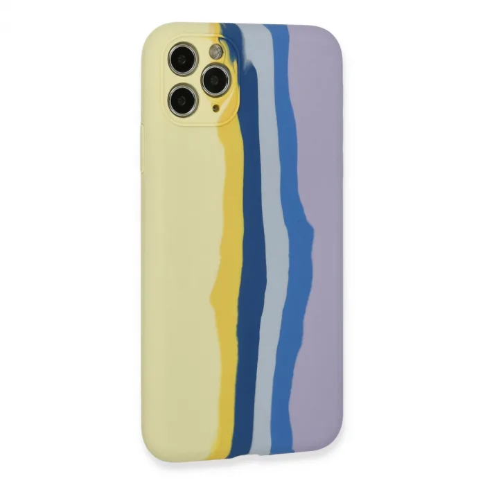 İphone 11 Pro Kılıf Ebruli Lansman Silikon - Sarı-lila