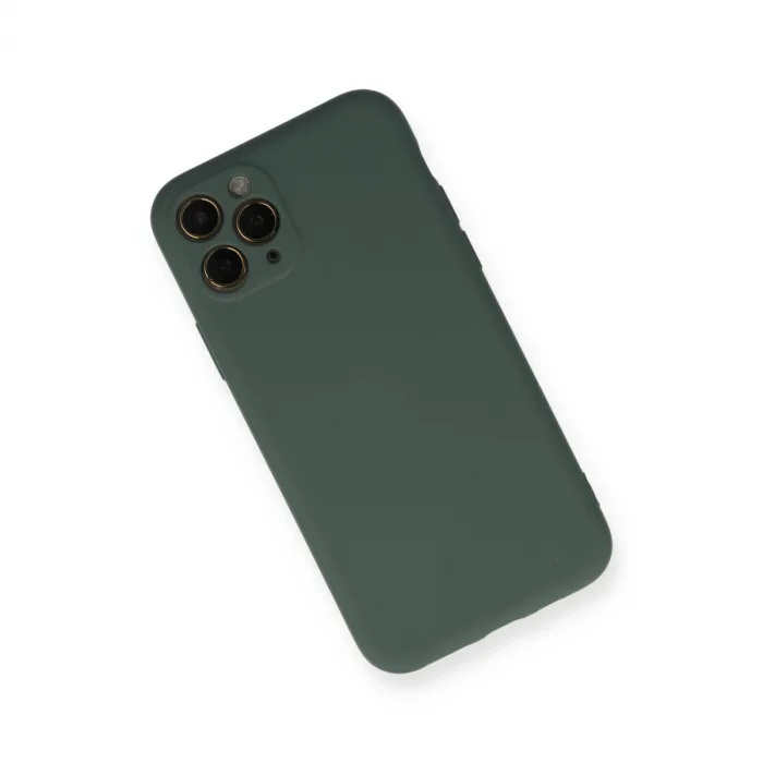 İphone 11 Pro Kılıf Nano İçi Kadife Silikon - Koyu Yeşil