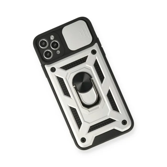 İphone 11 Pro Kılıf Pars Lens Yüzüklü Silikon - Gümüş