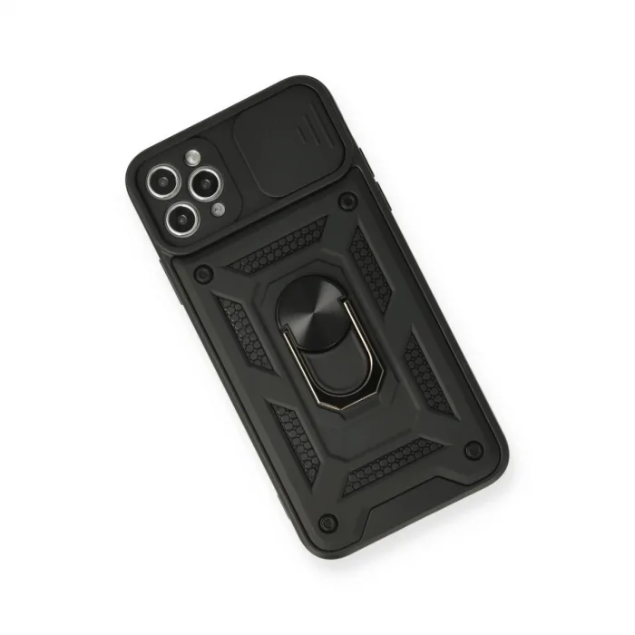 İphone 11 Pro Kılıf Pars Lens Yüzüklü Silikon - Siyah