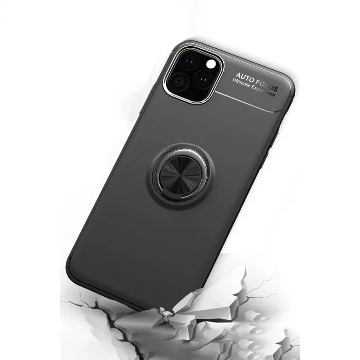 İphone 11 Pro Kılıf Range Yüzüklü Silikon - Siyah