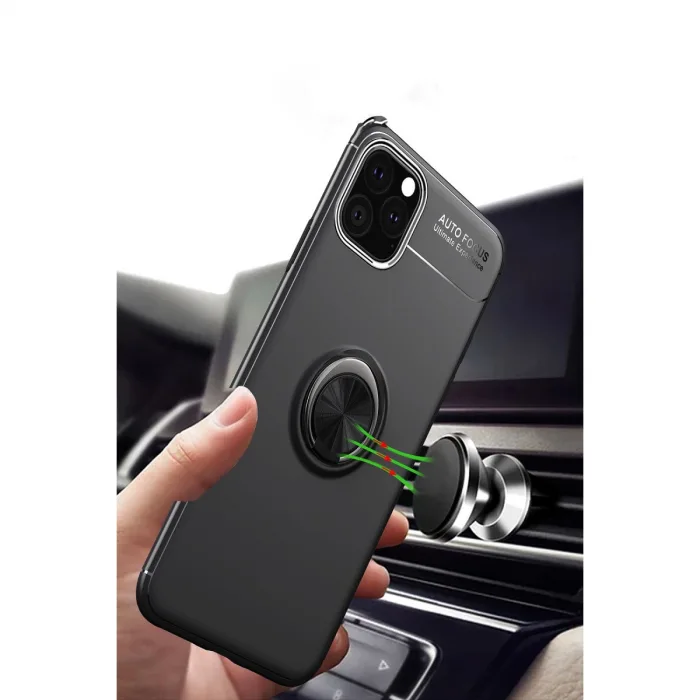 İphone 11 Pro Kılıf Range Yüzüklü Silikon - Siyah