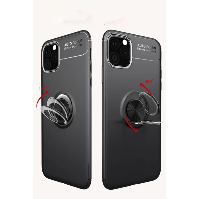 İphone 11 Pro Kılıf Range Yüzüklü Silikon - Siyah-mavi