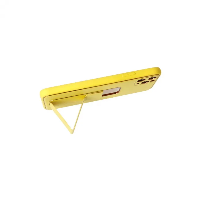 İphone 11 Pro Max Kılıf Coco Deri Standlı Kapak - Sarı