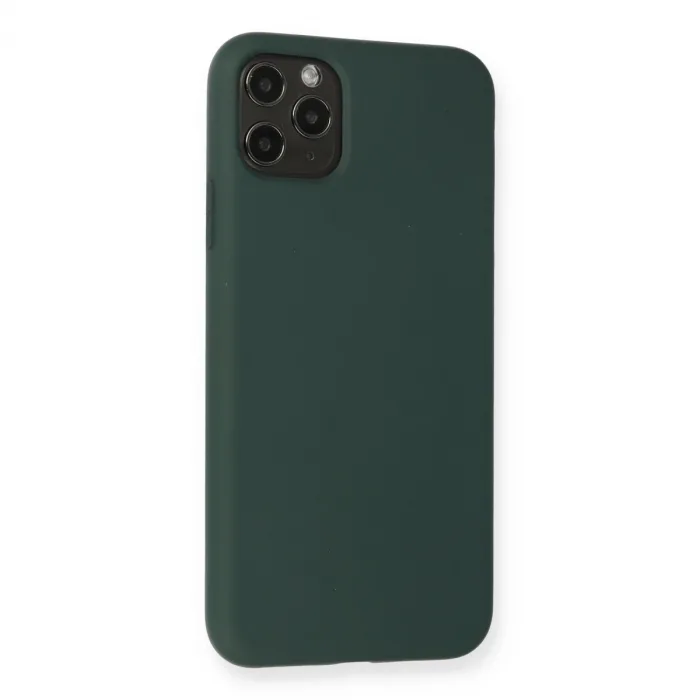 İphone 11 Pro Max Kılıf Nano İçi Kadife Silikon - Koyu Yeşil