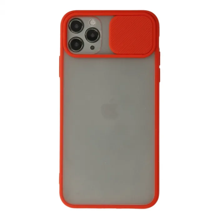 İphone 11 Pro Max Kılıf Palm Buzlu Kamera Sürgülü Silikon - Kırmızı
