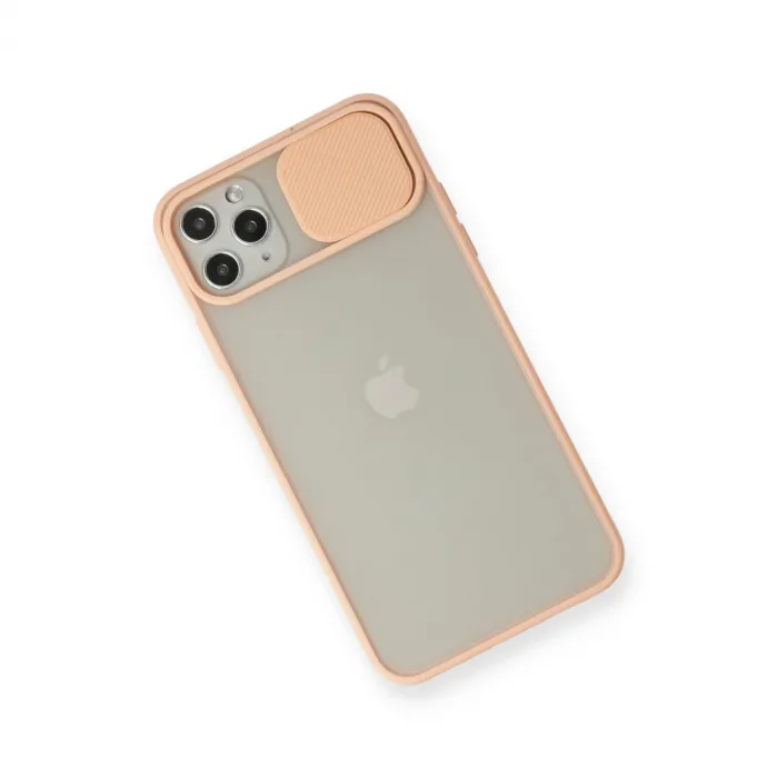 İphone 11 Pro Max Kılıf Palm Buzlu Kamera Sürgülü Silikon - Pembe