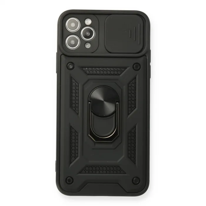 İphone 11 Pro Max Kılıf Pars Lens Yüzüklü Silikon - Siyah