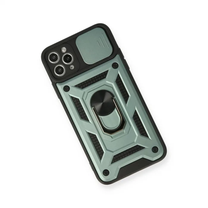 İphone 11 Pro Max Kılıf Pars Lens Yüzüklü Silikon - Yeşil