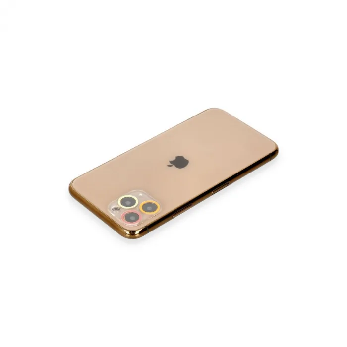 İphone 11 Pro Renkli Kamera Lens Koruma Cam - Turuncu-kırmızı
