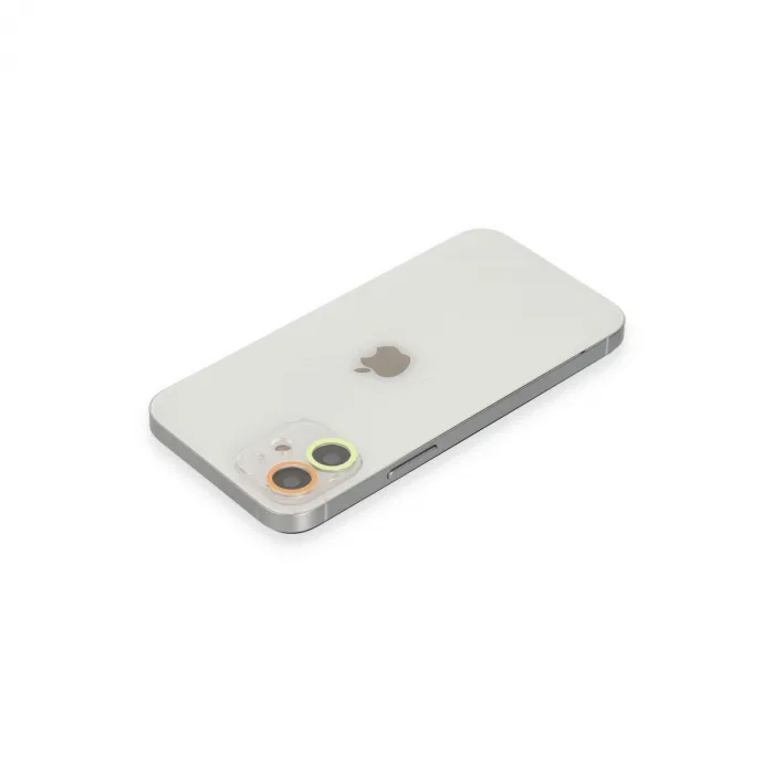 İphone 11 Renkli Kamera Lens Koruma Cam - Sarı-turuncu