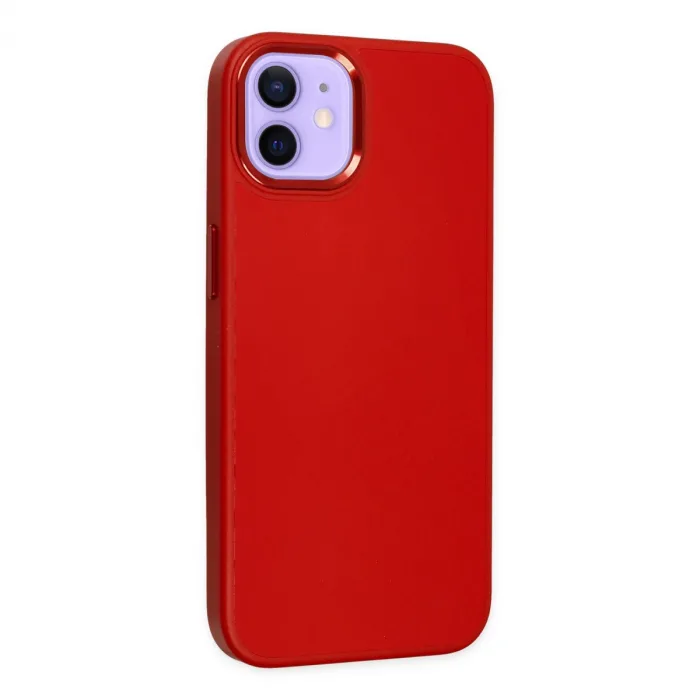 iPhone 12 Kılıf Asya Deri Silikon - Kırmızı