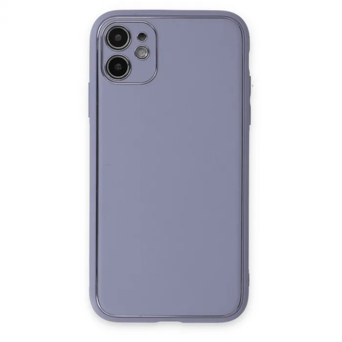 İphone 12 Kılıf Coco Deri Silikon Kapak - Açık Lila