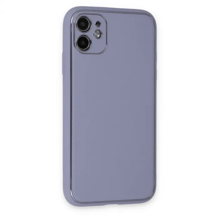 İphone 12 Kılıf Coco Deri Silikon Kapak - Açık Lila