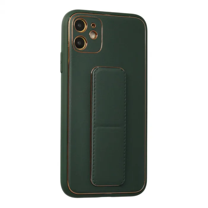 İphone 12 Kılıf Coco Deri Standlı Kapak - Yeşil